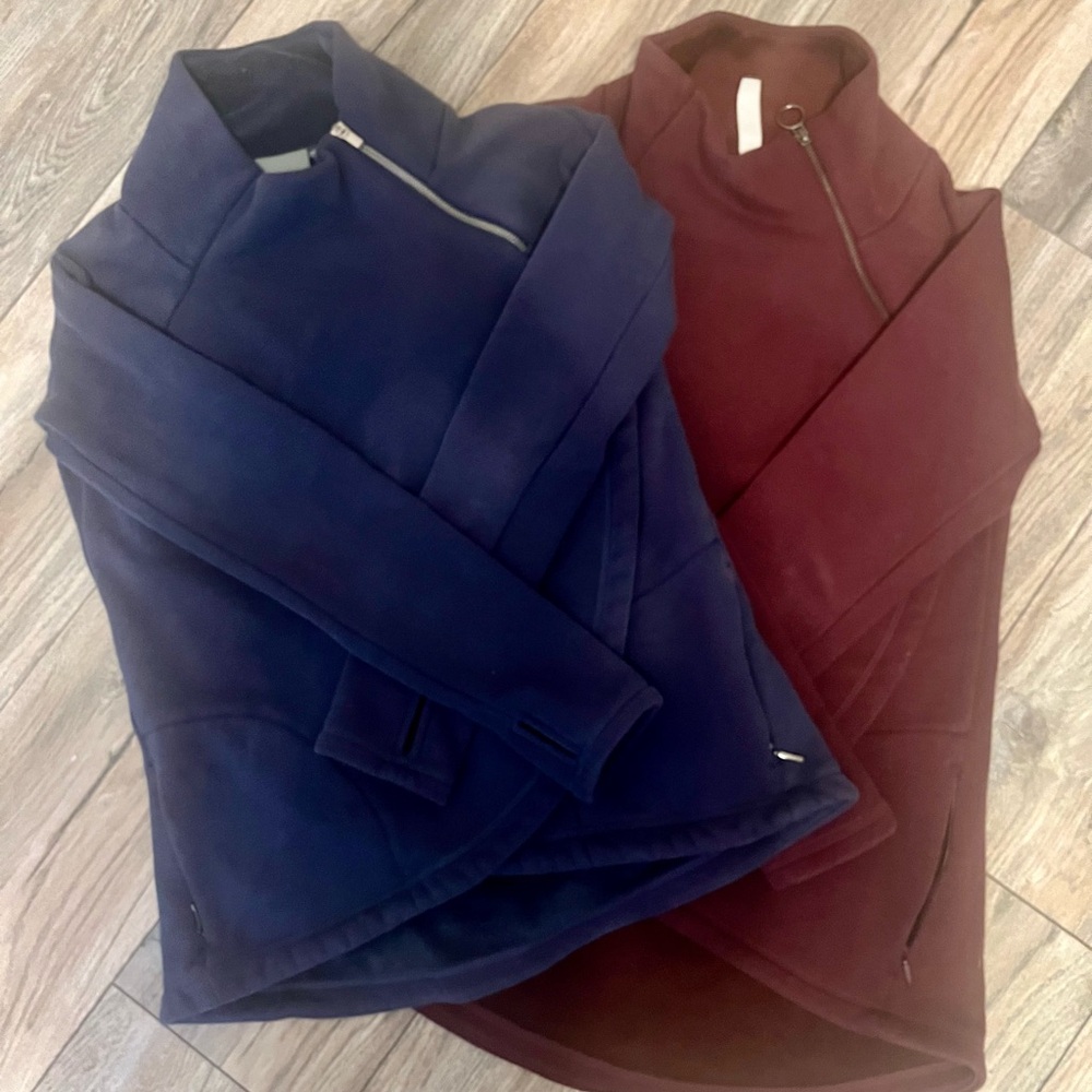 Navy Zip-Up Hoodie with Plush Interior ATHLETA